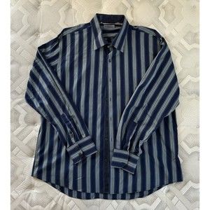 7 Diamonds Shirt Mens Blue Striped Casual Button Up Long Sleeve